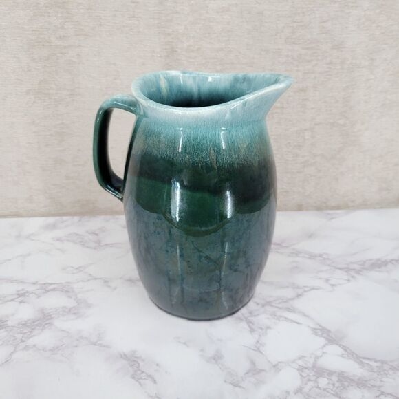 OVEN Proof USA Rare Green Blue Drip Glazed Pottery Pitcher - Picture 7 of 12